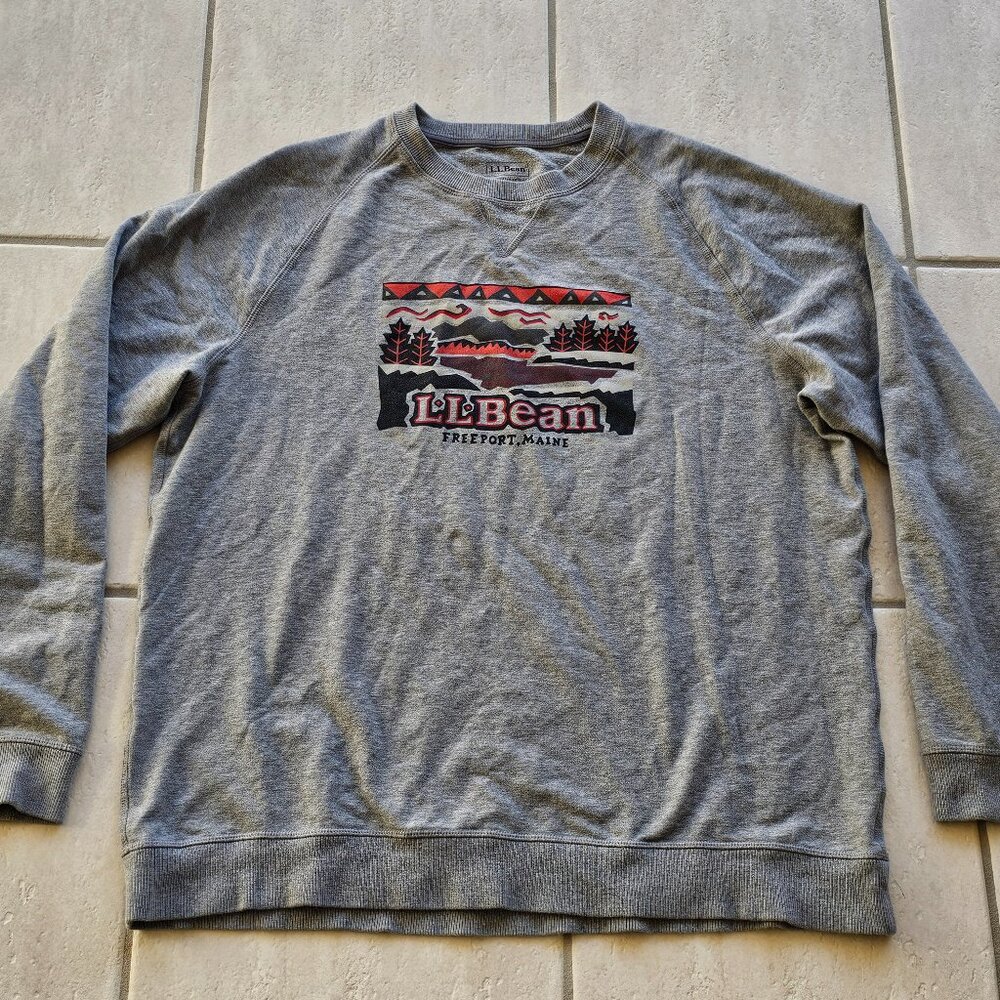 Mens L.L Bean Fleece Sweatshirt Sweater Shirt Size Tall Extra Large XLT Gray